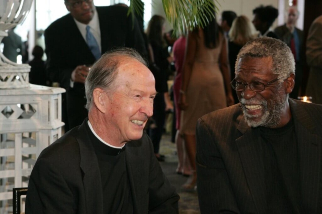 Reverend J. Donald Monan and Bill Russell